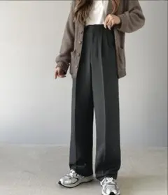 【タグ付】★クラシカルエルフ★ダブルタックセンタープレスパンツ／チャコールグレー