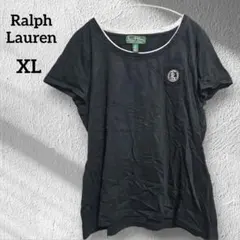 ラルフローレン レイヤード風 クルーネック 半袖 カットソー ロゴ XL 紺 綿のサムネイル