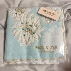 PAUL & JOE 花柄刺繍ハンカチ 水色