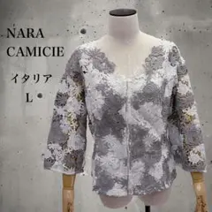 【閉店激安セール】ナラカミーチェ　L イタリア製　　花柄　総柄　くり抜きブラウスのサムネイル