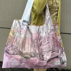 折りたたみ　大容量　エコバッグ　肩掛けトート　ヨーロッパのストリートビュー