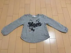 【美品】mezzo piano　グレーの猫耳「Meow」プリント長袖トレーナー