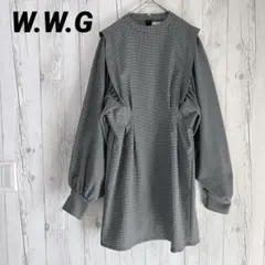 【W.W.G】長袖　チェックワンピース　ミニワンピース チェック　F