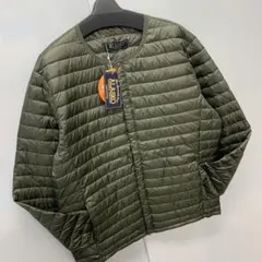新品★メンズ★大寸4Lサイズ★軽量ノーカラーウルトラライトダウンジャケット 緑