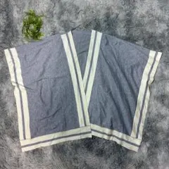 セブンアイディコンセプト F カーディガン ポンチョ ボーダー グレー 通勤 毛