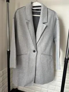 グレー チェスターコート シングルボタン