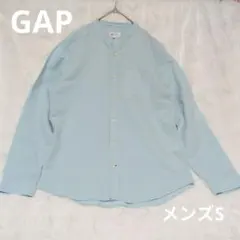 GAP メンズ リネン混 バンドカラーシャツ ライトブルー S タグ付