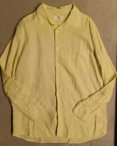 定番 ユニクロ UNIQLO プレミアムリネンシャツ XL イエロー