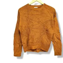 【GUジーユー】長袖クルーネックニット　セーター　S　茶色ブラウン　シンプル