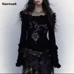 【Karcat】 OPEN SHOULDER RUFFLE KNIT