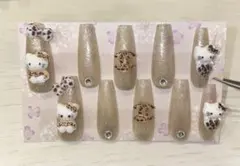 ハローキティネイルチップ ハローキティネイル ネイルチップ ヒョウ柄キティネイル