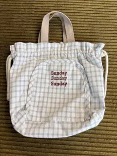 Sunday チェック柄 巾着型 おむつポーチのサムネイル
