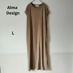 Alma Design ノースリーブロングワンピース ベージュ 夏 L