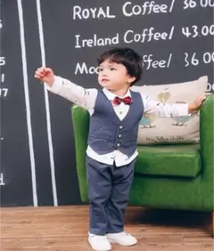 ネイビー フォーマルスーツ 男の子 長袖フォーマル 結婚式 入園式 120cm