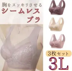 シームレス レースブラ ノンワイヤー 快適 フィット 3L XXL セット