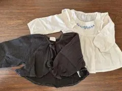 ベージュと黒のトップスセット 80