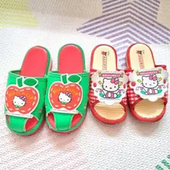HELLO KITTY サンダル2足セット 緑/赤　白/ギンガムチェック　レトロのサムネイル