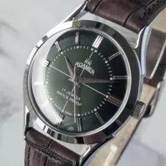 稼働品 ROAMER ローマー 手巻き ヴィンテージ アンティーク 黒文字盤