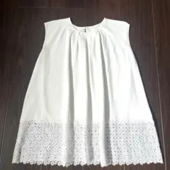 ホワイトノースリーブチュニック レーストリムのサムネイル