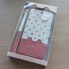 iPhone 12/12 Pro 手帳型ケース ホワイト ピンク 猫 キャット