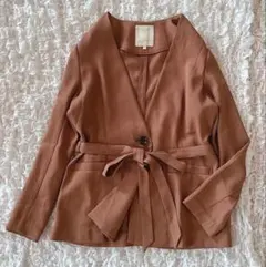 B:MING by BEAMS ノーカラージャケット ベルト ブラウン とろみのサムネイル
