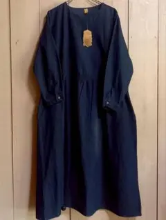 2XL デニムワンピース ロング 大きい 長袖 体型カバー ゆったり