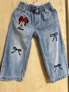 H&Mキッズ ミニーマウス刺繍デニムパンツ　2-3y 100cm