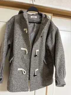 グレー フード付きダッフルコート