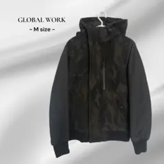 【GLOBAL WORK】中綿ブルゾン / 迷彩柄 / フーディ / M