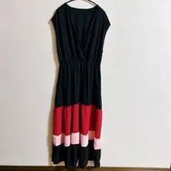 【L】ノースリーブラップスタイルロングワンピース