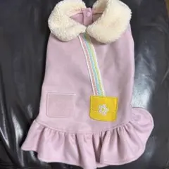 フリース犬(わんこ)の服　ピンクフリルドレス　襟付き