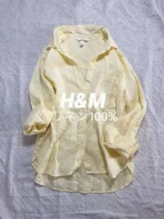H&M 100%リネンシャツ　イエローのサムネイル