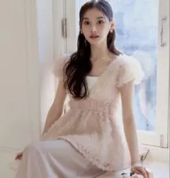 polaura ポローラ フラワーぺプラムバックリボンチュニック ピンク