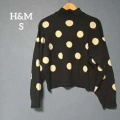 H&M 【S】 水玉模様 ハイネック ニット セーター レディース 古着