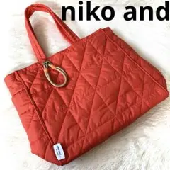 極美品 niko and… ニコアンド　キルトトートバッグ Lサイズ オレンジ