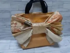 ハンドメイド帯リメイクバックトートバッグリボンNo.165