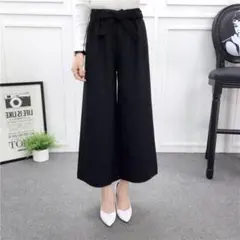 ラスト１着★黑ガウチョパンツ ンツ ワイドパンツ ボトムス 無地