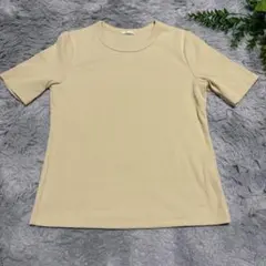 ジーユー リブクルーネックTシャツ 半袖 クリームイエロー L シンプル 春夏