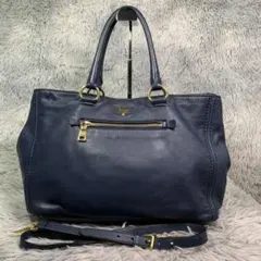 美品 PRADA プラダ トートバッグ 2way ショルダーバッグ レザー