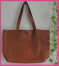 本革トートバッグ★肩掛け レザー バッグ:シンプル：幅45x高25マチ13cm