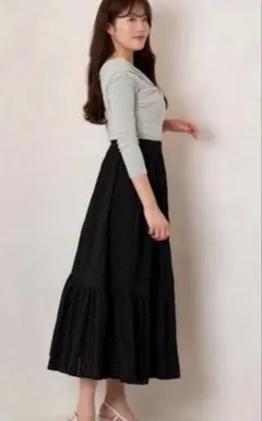 Herlipto Sheer check volume skirt blackのサムネイル