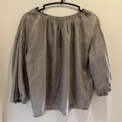 green label relaxing グレー系バルーンスリーブブラウス