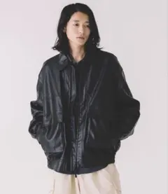 フェイクレザーブルゾン/ビッグシルエットブルゾン