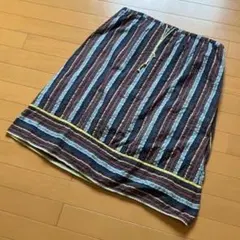 【中古】BEAMS BOY マルチストライプ フレアスカート インド綿のサムネイル