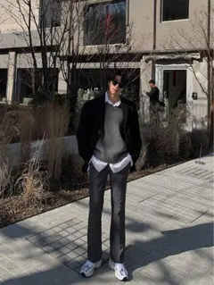 +5cm Semi Boots Cut Slacksスラックスおしゃれasclo