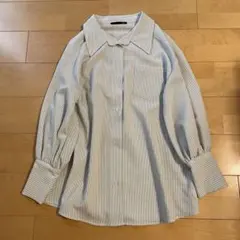 美品 Heather ヘザー ストライプ BIGシャツ ボリューム袖 長袖のサムネイル