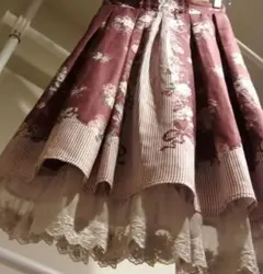 アクシーズ　axes femme　フレアスカート　花柄　パネル柄　ワインレッド