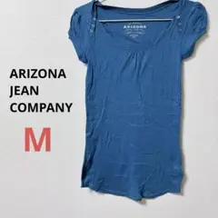 ARIZONA 【M】半袖Tシャツ 青 コットン100% パフスリーブ