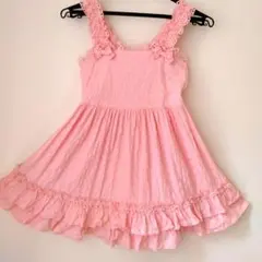 シャーリーテンプル フリルノースリーブワンピース　サーモンピンク