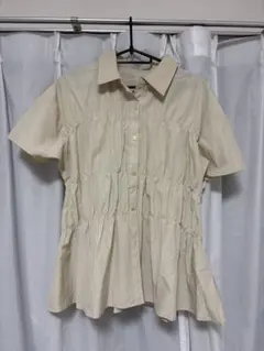 ストライプ柄 半袖ブラウス Lサイズ